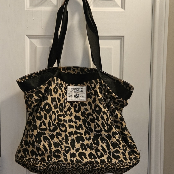 Vintage PINK by Victoria’s Secret Large Leopard Weekender Canvas Tote Bag - Picture 8 of 16